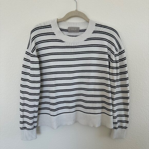 Everlane Striped Cotton Sweater Sz M - Picture 2 of 7